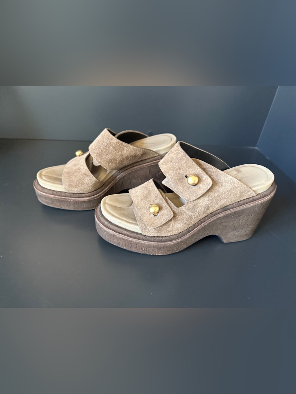 Rag & Bone Sommer Wedge Sandals Taupe Suede Platform EU 37 - Picture 6 of 13